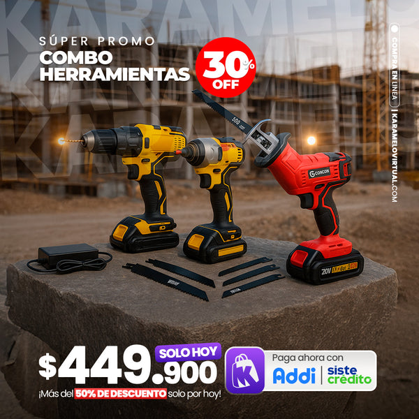 COMBO 3 EN 1: TALADRO DE IMPACTO+TALADRO ATORNILLADOR+SIERRA SABLE INALAMBRICA