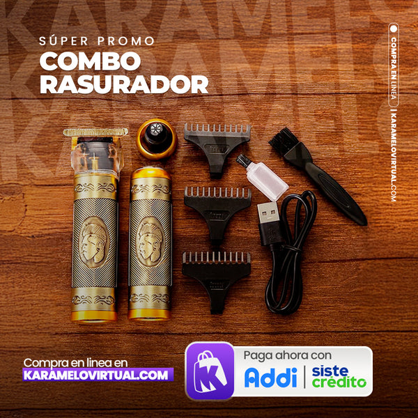 KIT AFEITADORA 2 EN 1 CORTADORA DE CABELLO - BARBA Y NARIZ