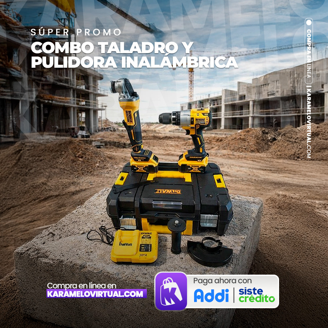 COMBO TALADRO + PULIDORA INALAMBRICA