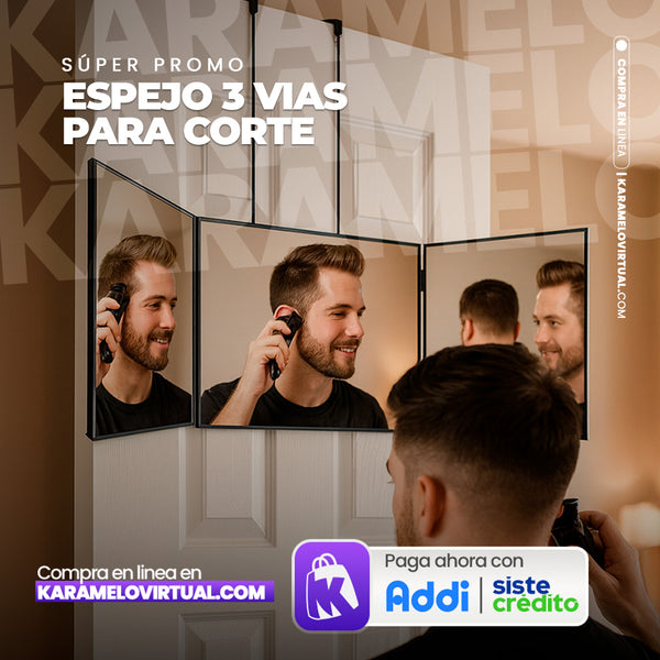 ESPEJO 3 VIAS PARA CORTE CON LUZ LED 3 TONOS