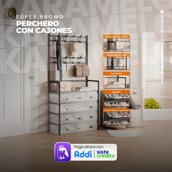 ZAPATERO PERCHERO CON CUBRE POLVO