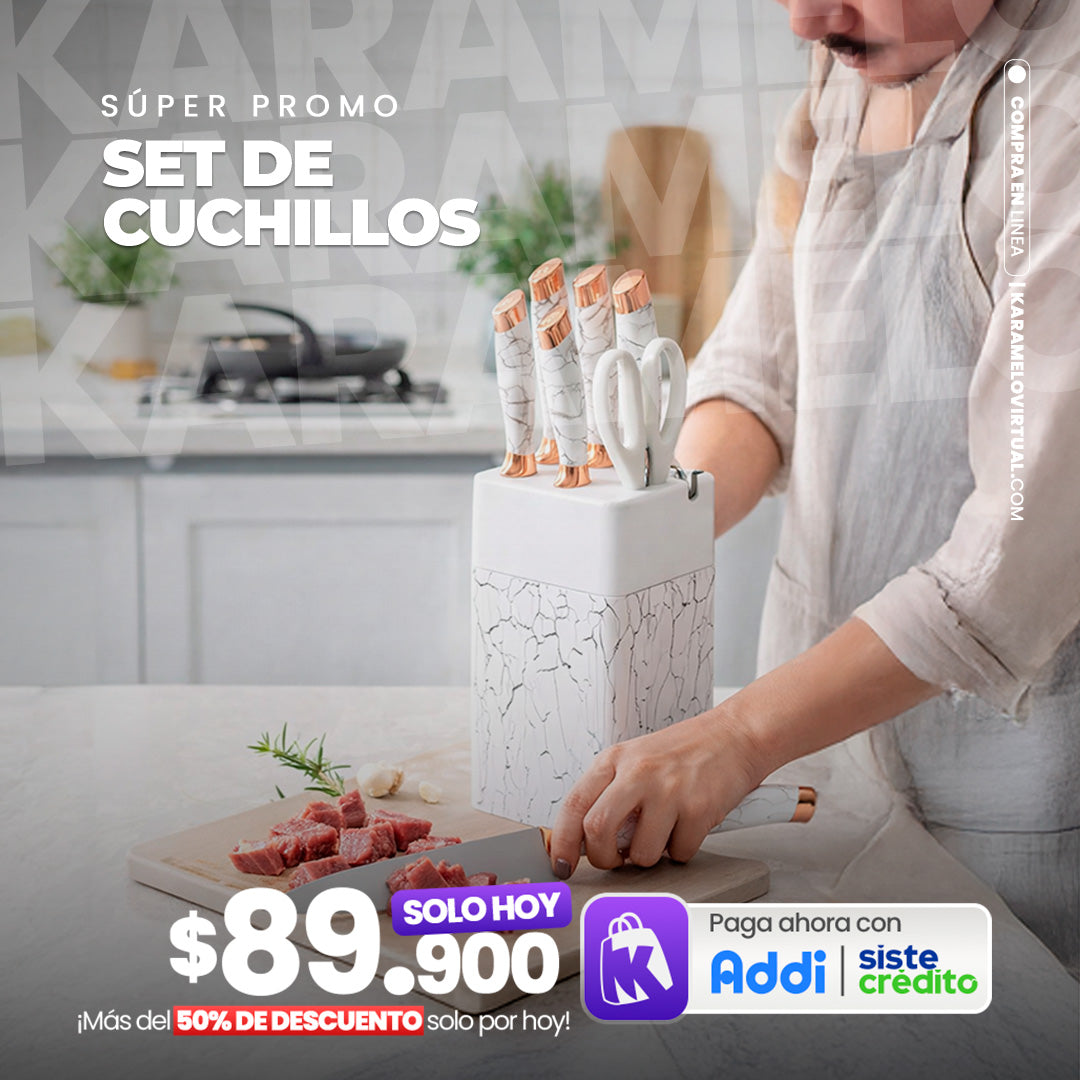 SET DE CUCHILLOS PARA COCINA CON BASE