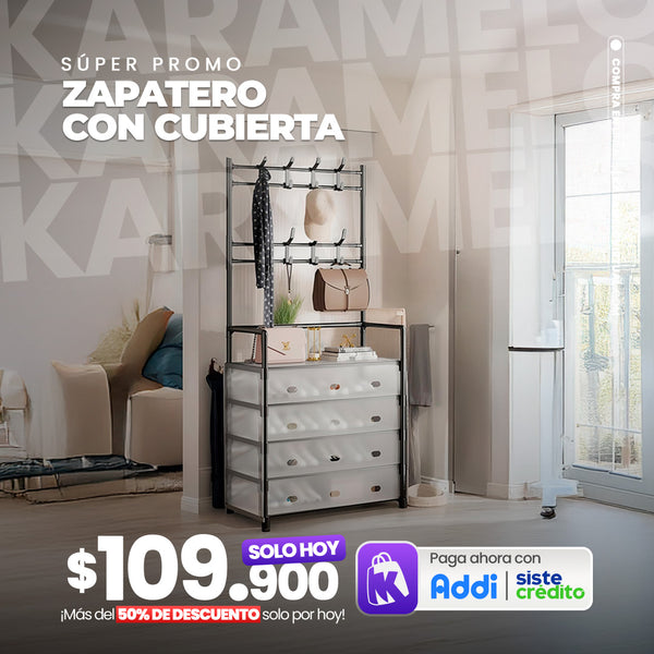 ZAPATERO PERCHERO CON CUBRE POLVO